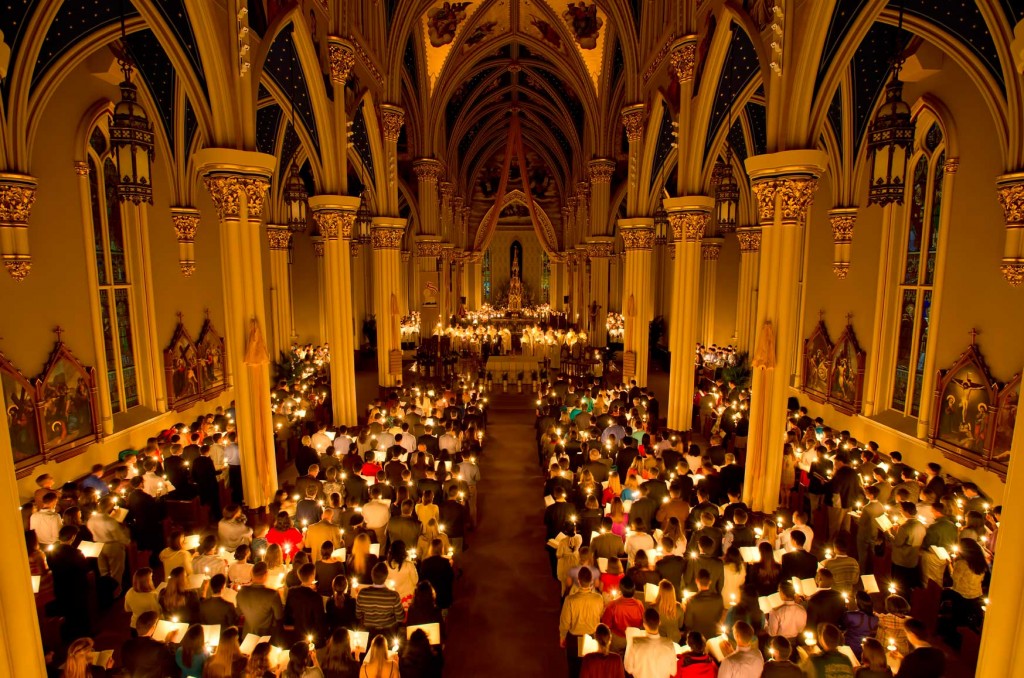 Mar 30, 2013; RCIA Easter Vigil in the Basilica of the Sacred Heart. Photo by Barbara Johnston/ University of Notre Dame
