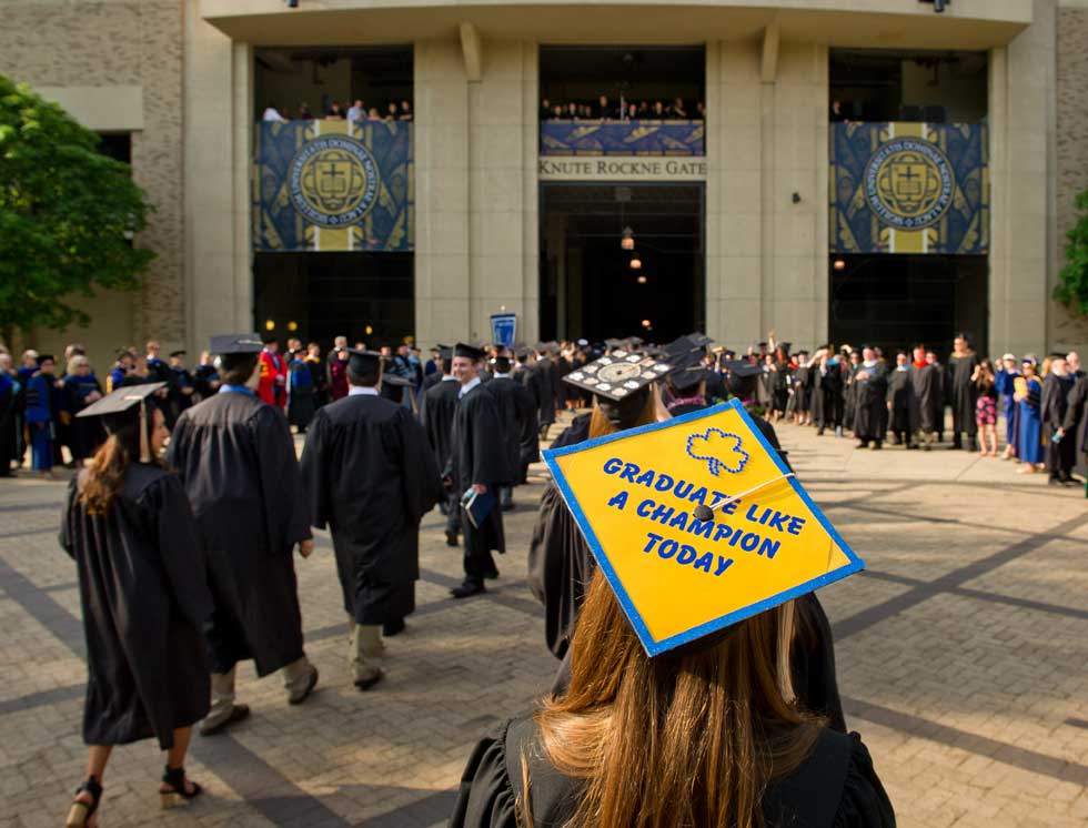 May 19, 2013; Students process into Notre Dame Stadium for the 2013 Commencement...Photo by Matt Cashore/University of Notre Dame