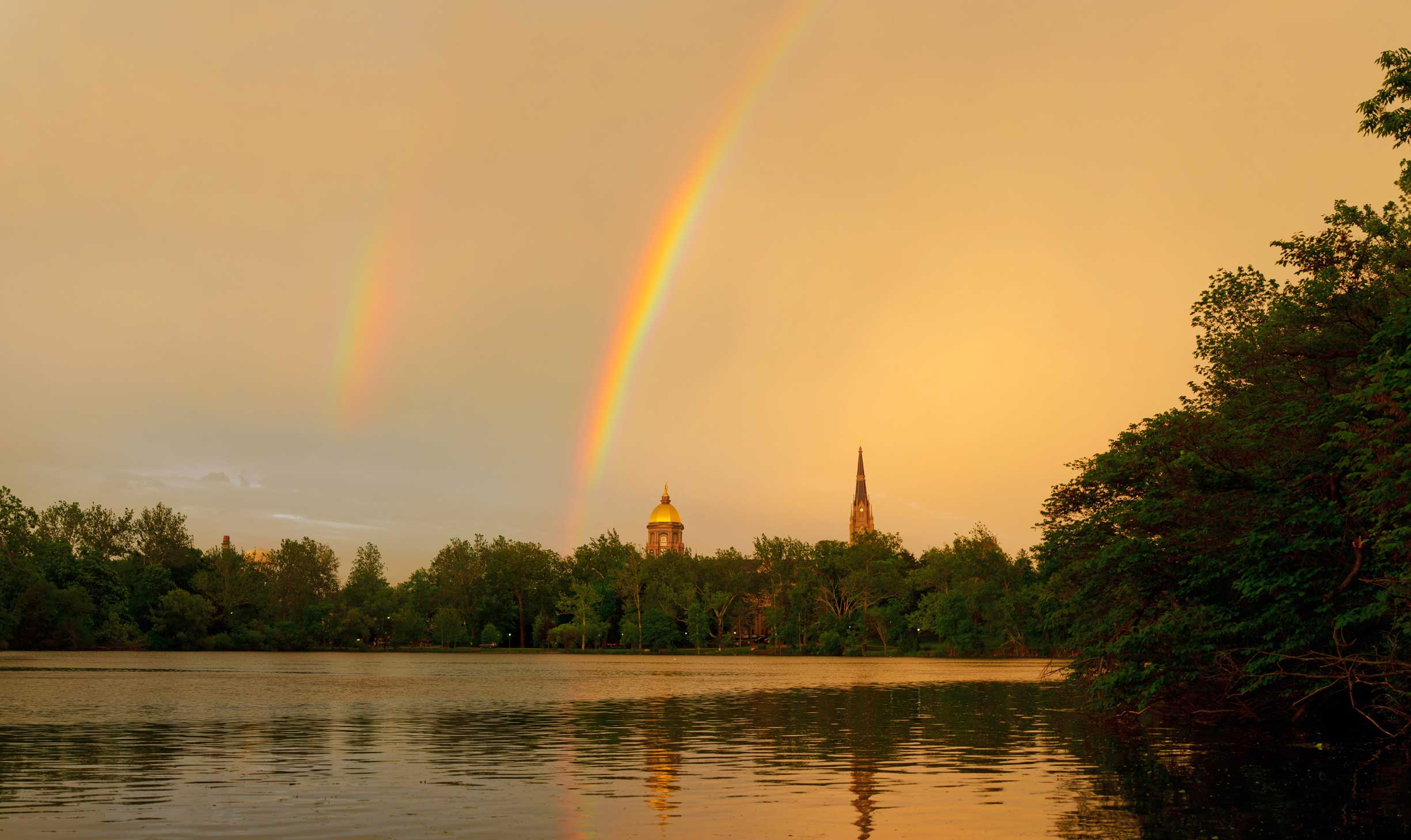 May 31, 2013; Dome and Basilica with a rainbow. Photo by Matt Cashore/University of Notre Dame