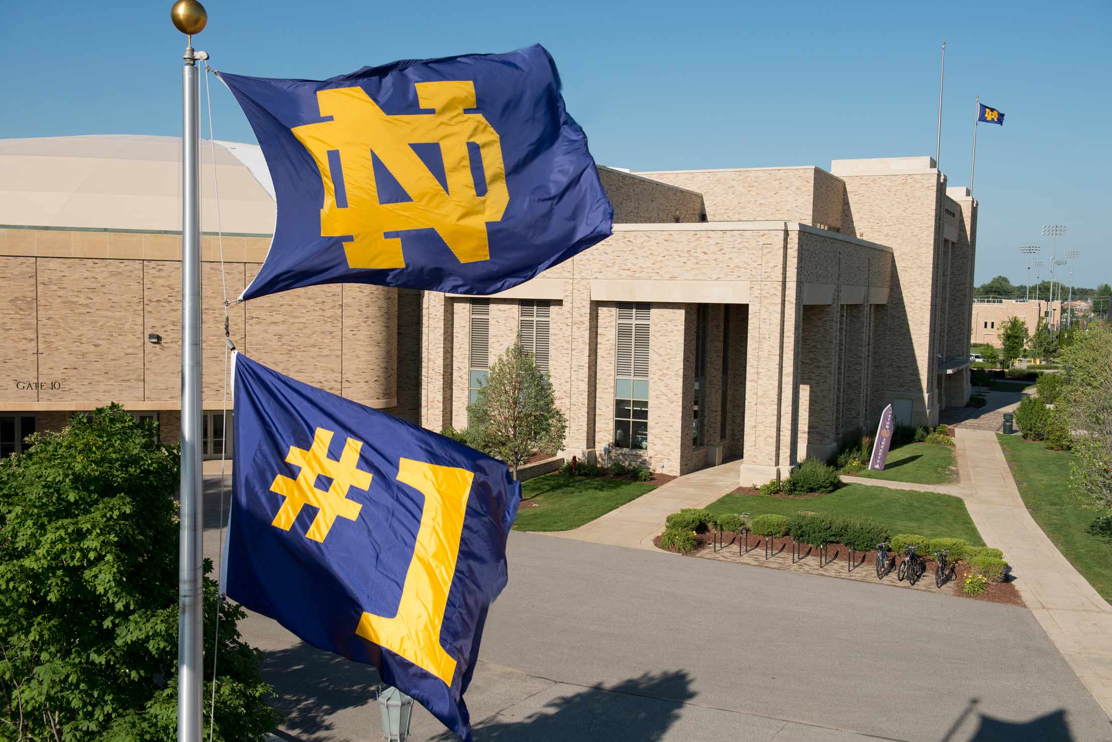 July 12, 2013; Monogram #1 flag. Photo by Barbara Johnston/University of Notre Dame