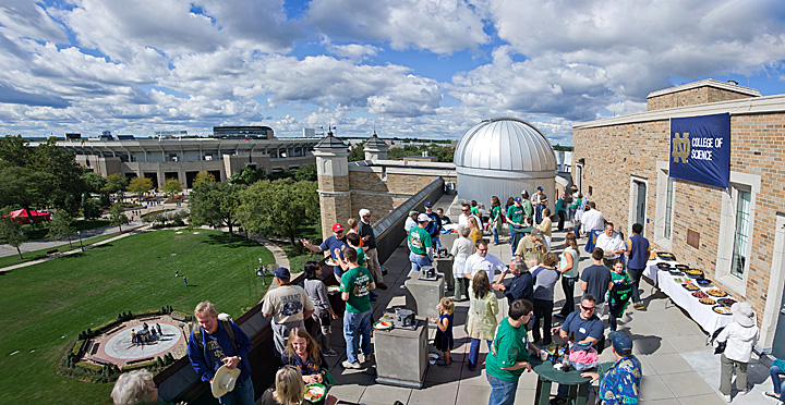 The College of Science enjoyed the perfect weather with a tailgater on the Jordan Hall of Science observatory deck. 