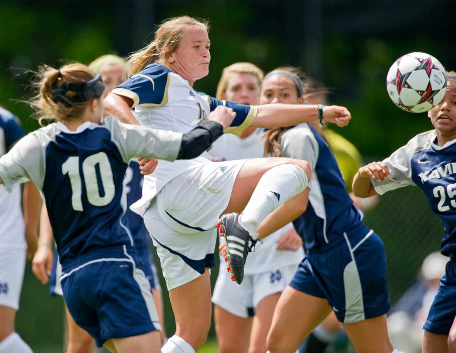 Aug. 14, 2013; Women's Soccer pre-season game vs. Xavier. Sammy Scofield (11) scores a goal. Photo by Matt Cashore/University of Notre Dame