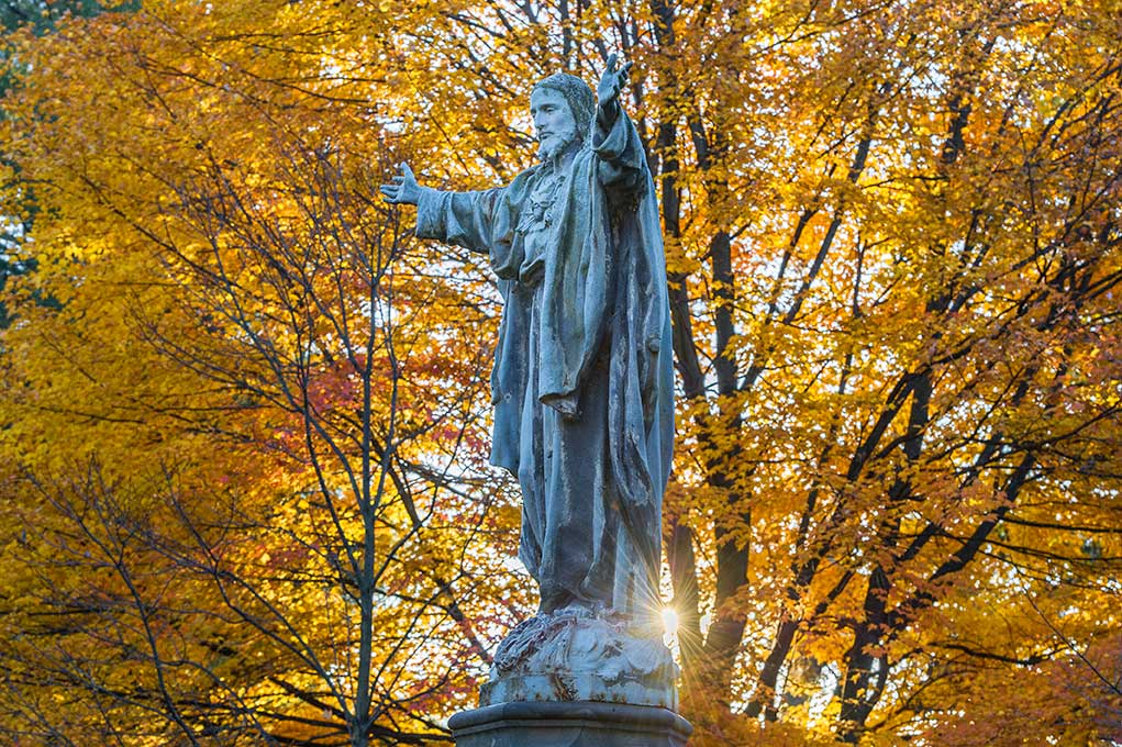 Nov. 7, 2013; Jesus statue on the Main Quad. Photo by Barbara Johnston/University of Notre Dame 