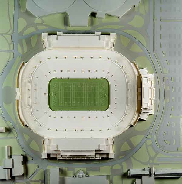 Jan. 17, 2014; Football stadium model. Photo by Barbara Johnston/University Photographer
