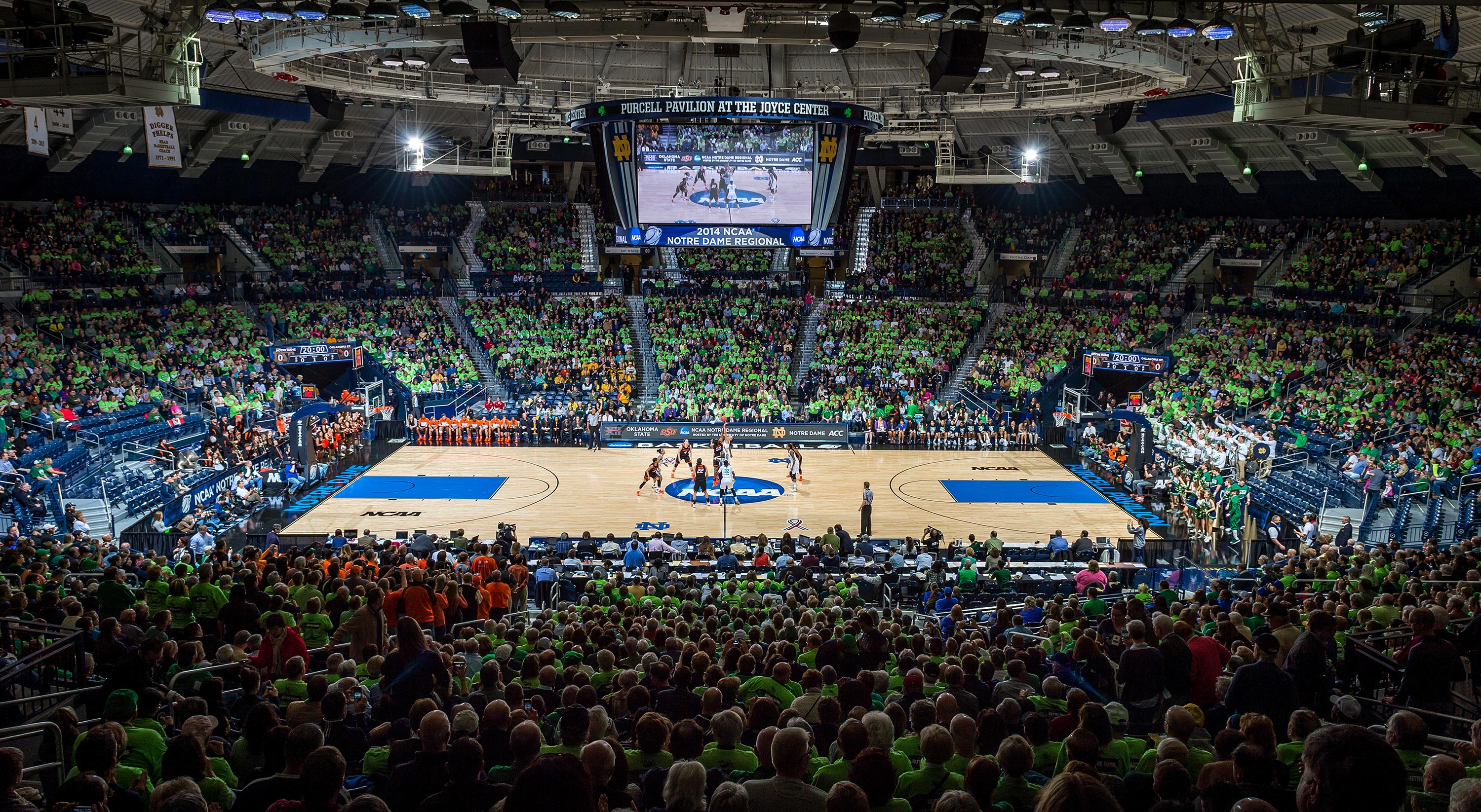 Mar 29, 2014; Tipoff of the regional semifinal game against Oklahoma State. Notre Dame won 89-72. 