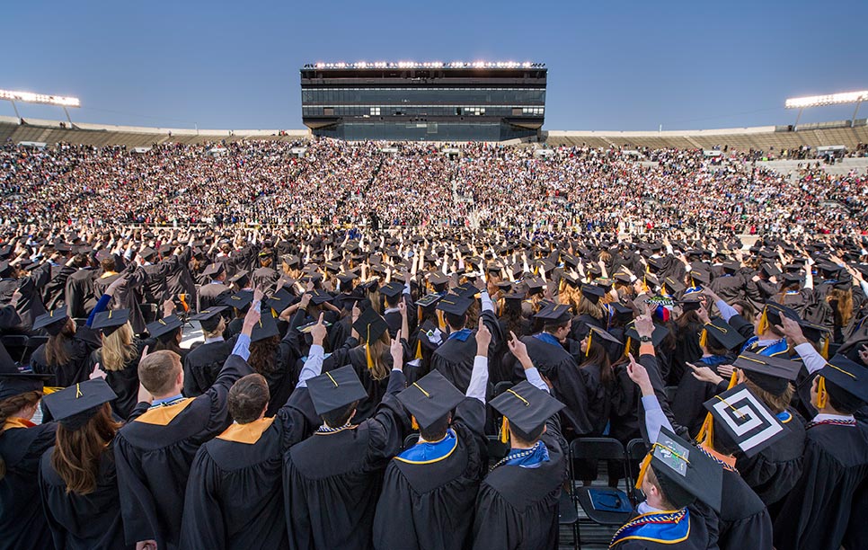 May 18, 2014; The 2014 Commencement ceremony in the Notre Dame Stadium. Photo by Barbara Johnston/University of Notre Dame
