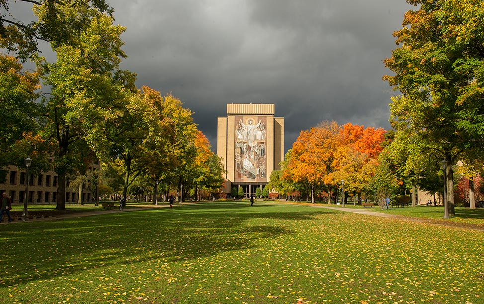 Oct. 14, 2014; Hesburgh Library (Photo by Barbara Johnston/University of Notre Dame)