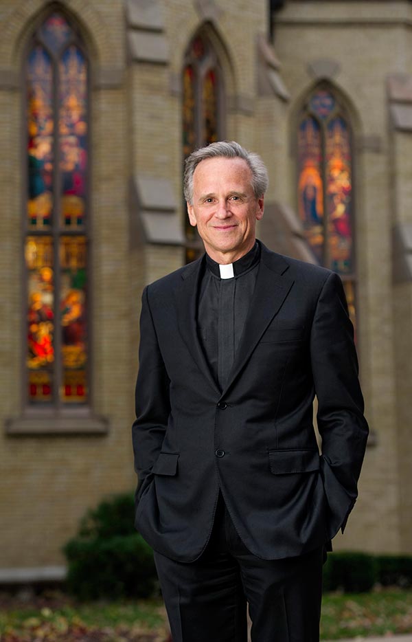 Oct. 27, 2014; University of Notre Dame President Rev. John I. Jenkins, C.S.C., - 2014 Annual Report. (Photo by Barbara Johnston/University of Notre Dame)