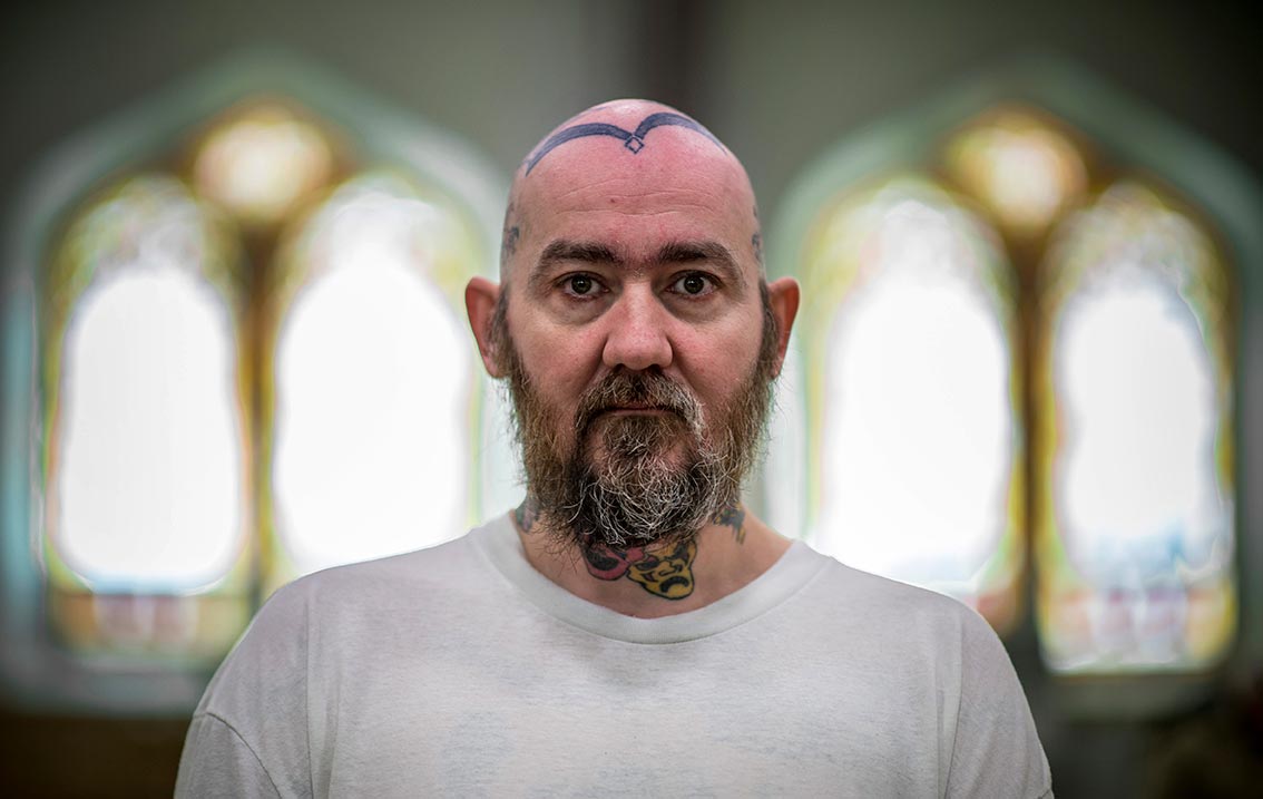 Feb. 17, 2014; Portrait of an inmate taken inside the St. Dismas Catholic community center after mass with Fr. David Link at the Indiana State Prison in Michigan City. Photo by Barbara Johnston/University of Notre Dame