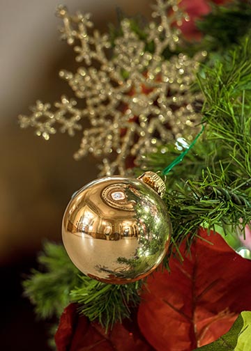Dec. 17, 2014; Ornament on Main Building Christmas Tree. (Photo by Matt Cashore/University of Notre Dame)