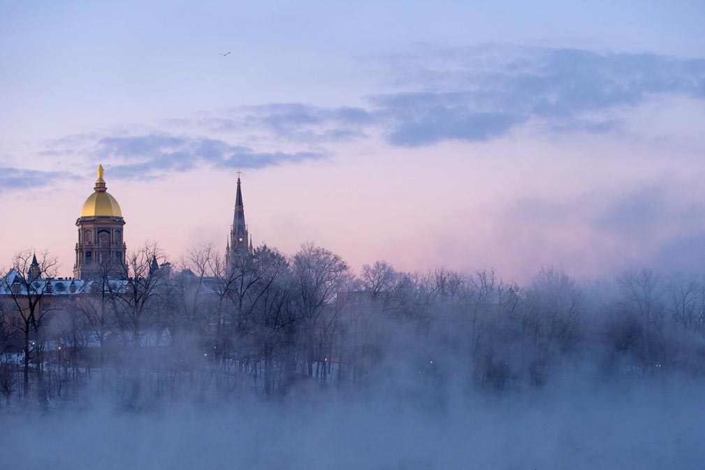 Feb. 27, 2015; Sunrise over campus. (Photo by Matt Cashore/University of Notre Dame)