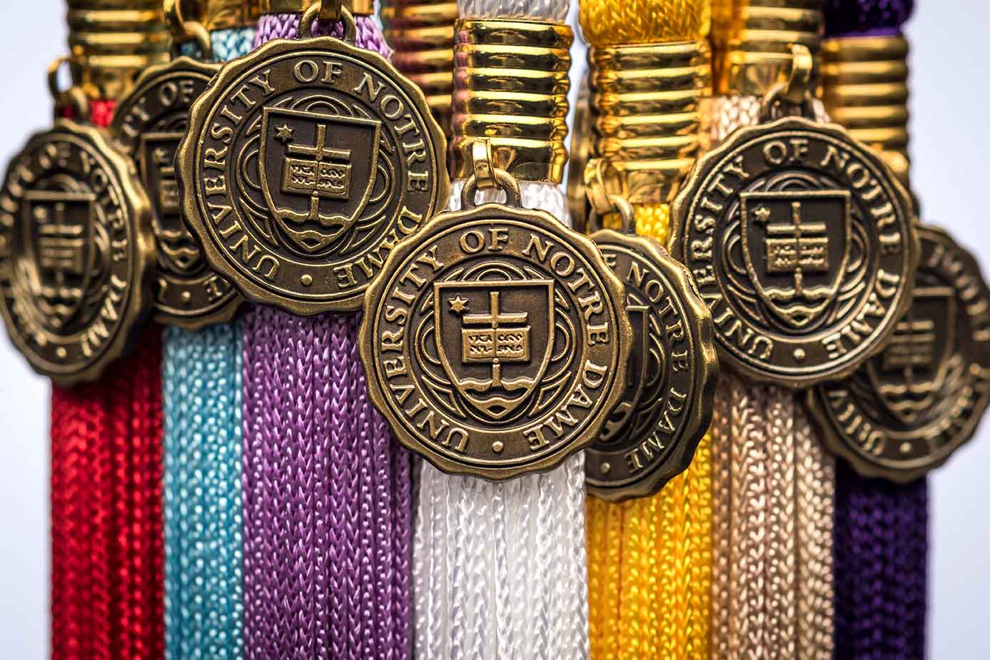 May 13, 2015; Tassels representing areas of study (Photo by Matt Cashore/University of Notre Dame)