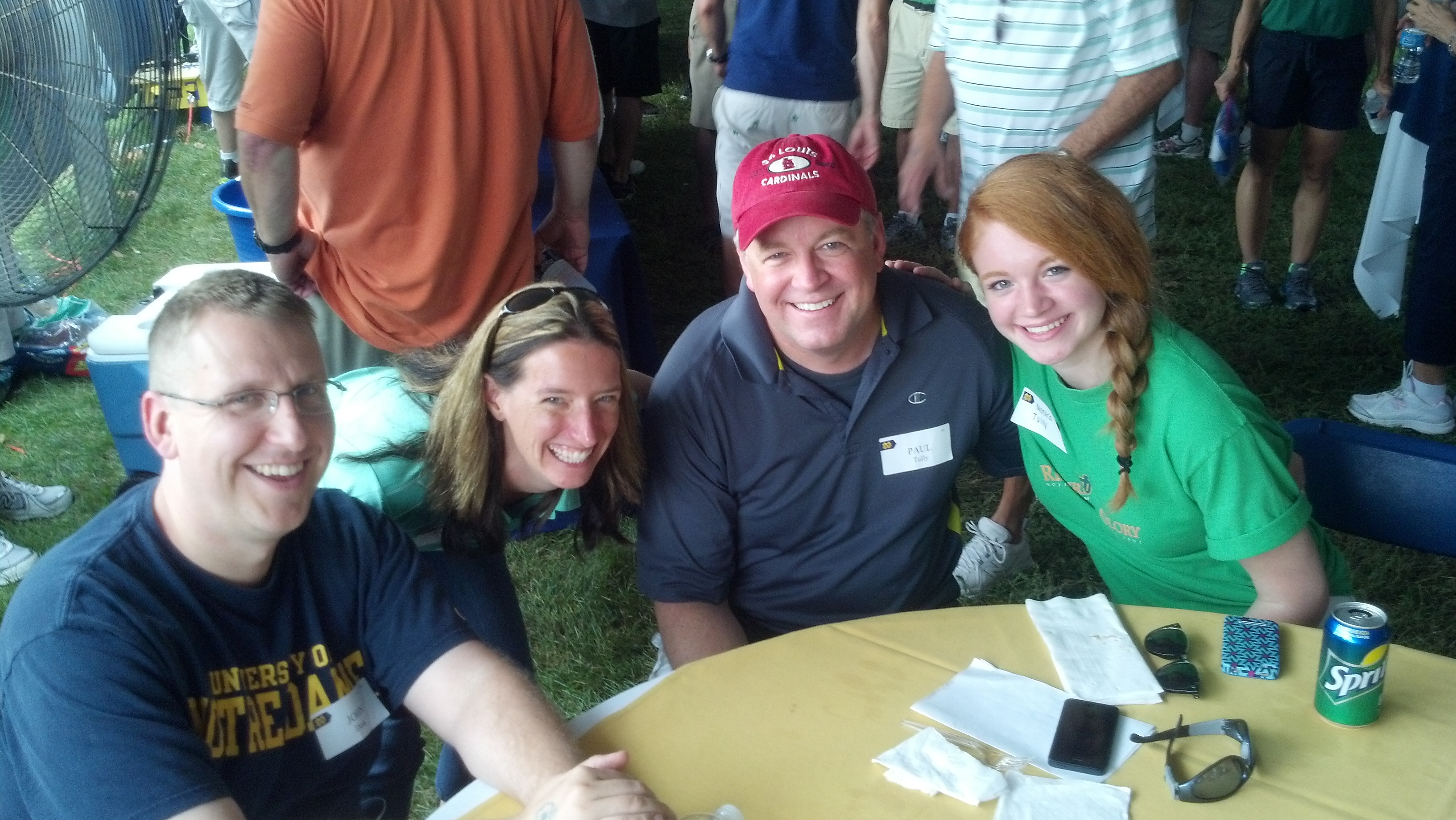 Karen's husband, Karen, Paul Tully, and his daughter - Go Irish!