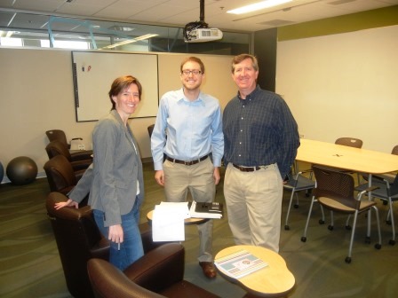 Karen, MS in Patent Law student Josh, and Michael