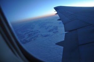 View of Greenland out of plane window