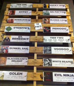 The craft beer list at South Bend's Evil Czech Brewery