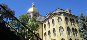 Notre Dame's Golden Dome as seen from our rehearsal space, ND's historic Washington Hall.