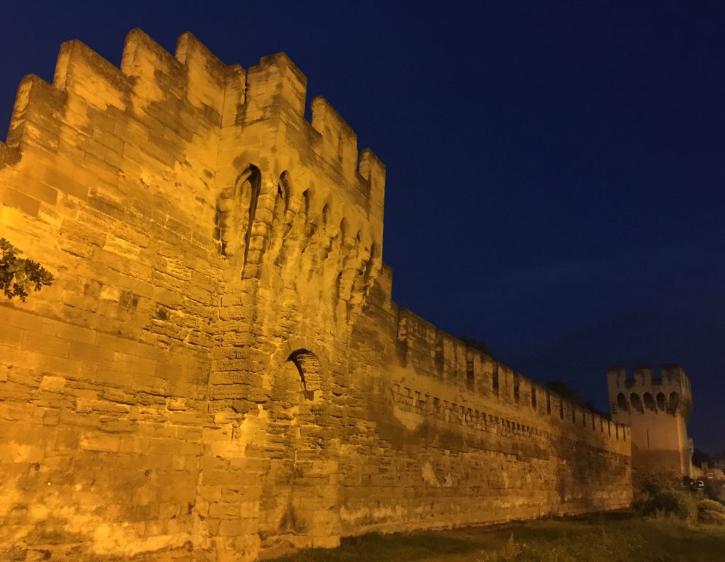 The City Walls of Avignon at Night