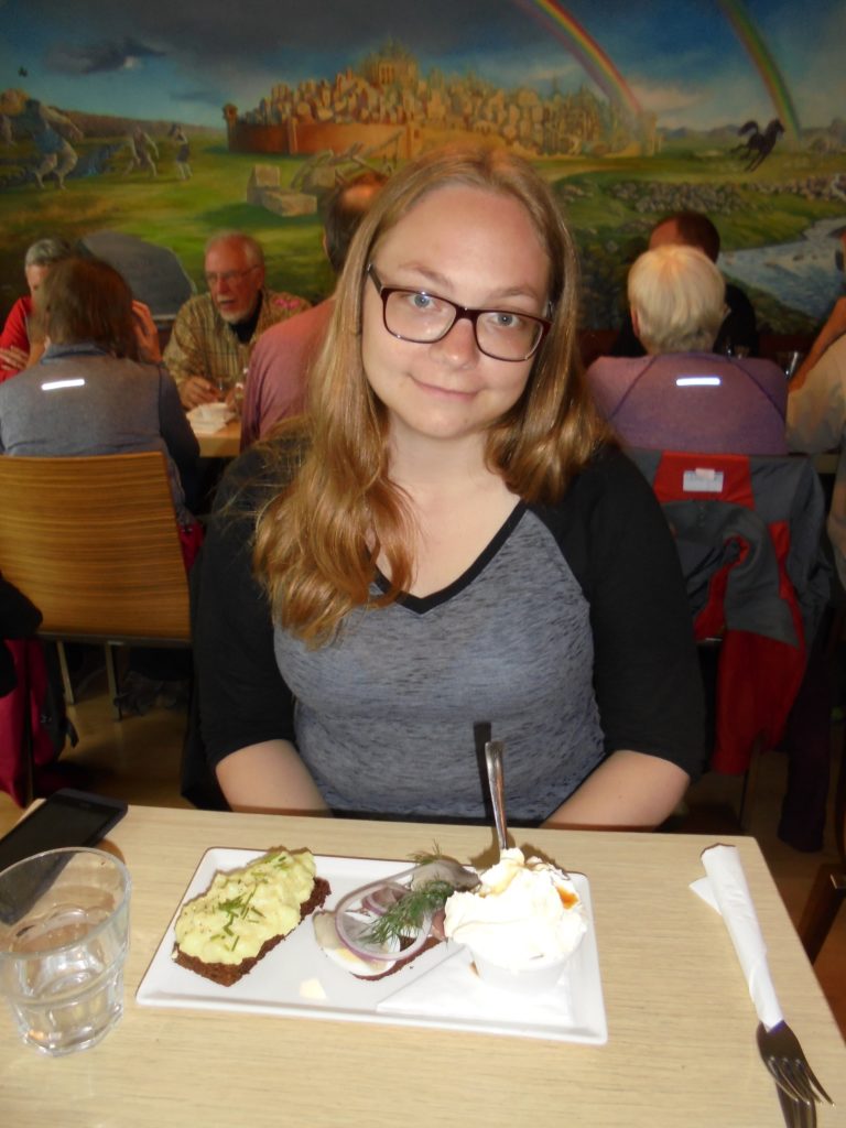 Me eating traditional Icelandic cuisine at Café Loki - before I tried the rotten shark.