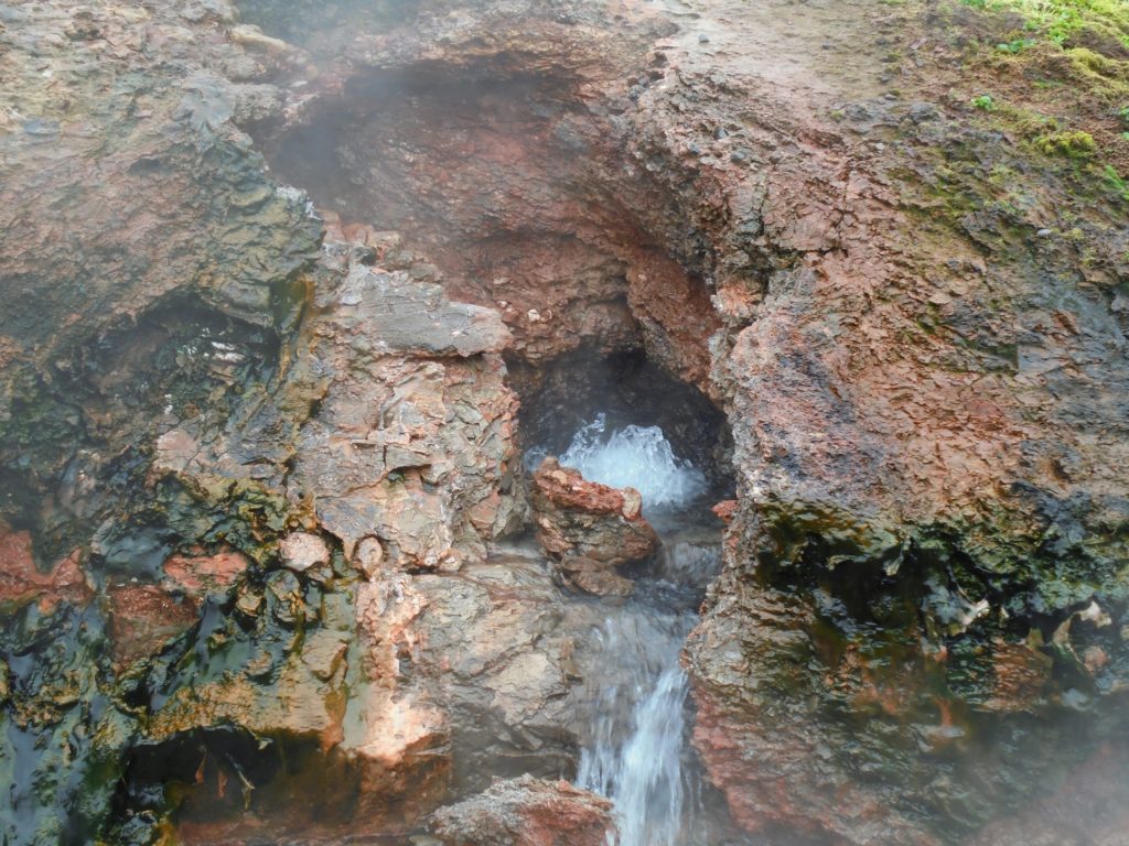 Water boiling out of the earth. This energy is used to power greenhouses nearby.