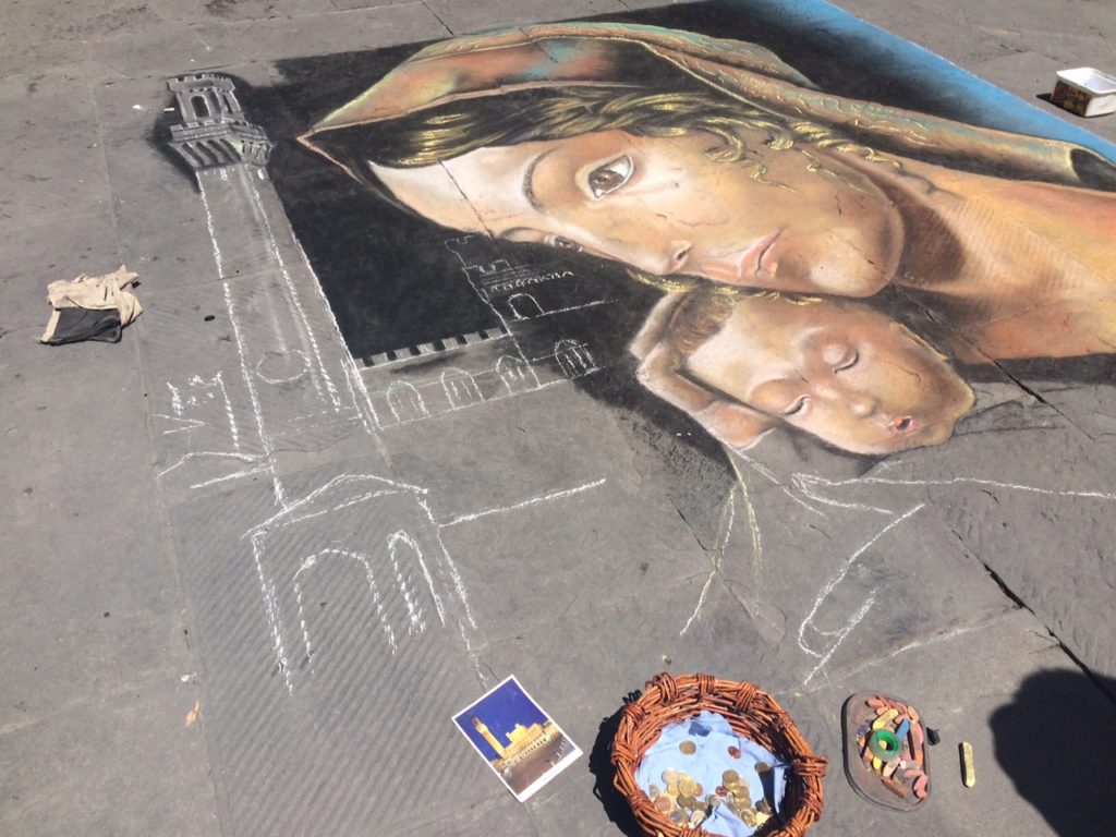 A beautiful chalk painting on a street in Siena!